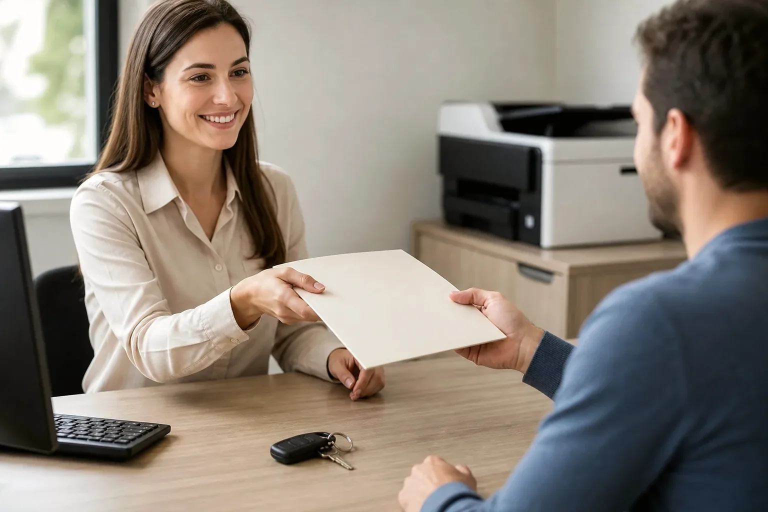 Profissional processando a solicitação da segunda via do CRV.