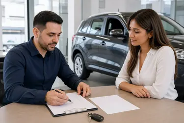 Profissional realizando o processo de licenciamento de um veículo.